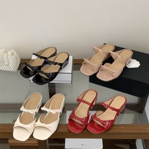 Soft Lambskin 4.5cm Hidden Wedge Bow Thick Sole Open Toe Slipper Sandals Summer