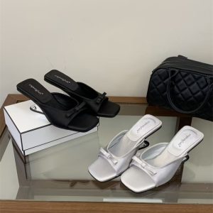 Silver Wedge Heel Sandals for Women 2026 New Style French Square Toe Comfortable Slippers Summer Outdoor