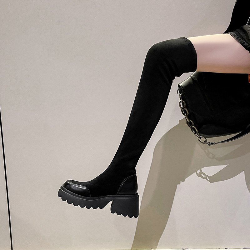 Trendy High Boots for Women 2025 New Winter Stretch Slim Sock Boots Over Knee Knight Boots Two Shaft Heights - Image 2