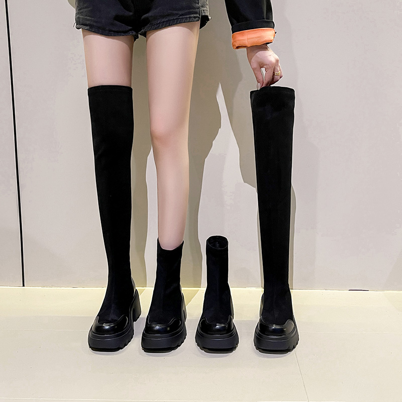 Trendy High Boots for Women 2025 New Winter Stretch Slim Sock Boots Over Knee Knight Boots Two Shaft Heights - Image 3