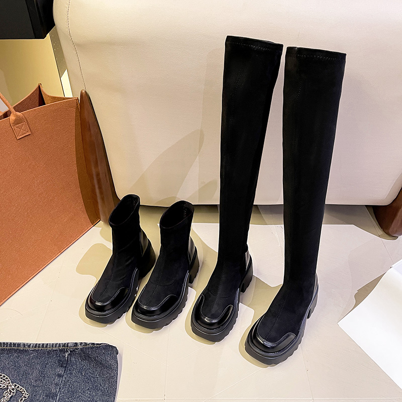 Trendy High Boots for Women 2025 New Winter Stretch Slim Sock Boots Over Knee Knight Boots Two Shaft Heights - Image 5
